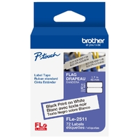 Brother FLe-2511 P-touch Die-Cut Flag Labels, Black on White - 72 Labels