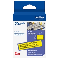 Brother FLe-6511 P-touch Die-Cut Flag Labels, Black on Yellow - 72 Labels