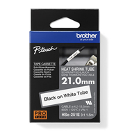 Brother HSe-251E P-touch Heat Shrink Tube, Black on White, 21mm x 1.5m