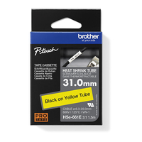Brother HSe-661E P-touch Heat Shrink Tube, Black on Yellow, 31mm x 1.5m