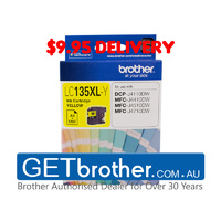 Brother LC-135XL Yellow Ink Cartridge Genuine - up to 1200 pages (LC-135XLY)