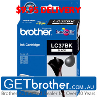 Brother LC-37BK Black Ink Cartridge Genuine - 350 pages (LC-37BK)