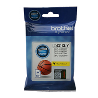 Brother LC-431XLY Genuine Yellow High Yield Ink Cartridge - Up to 500 Pages