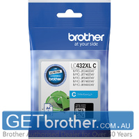 Brother LC-432XLC Cyan Ink Cartridge Genuine - 1,500 Pages (LC-432XLC)
