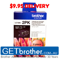 Brother LC-73BK Black Ink Cartridge Genuine Twin Pack - 600 pages each (LC-73BK2PK)