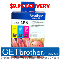 Brother LC-73 C,M,Y Ink Cartridge Genuines - 600 pages each (LC-73CL3PK)