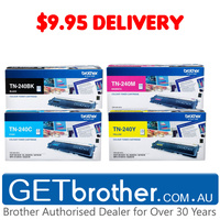 Brother TN-240 Colour 4 Pack Bk,C,M,Y Toner Cartridge Genuine - refer to singles for yields (TN-240CL4PK)