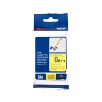 Brother TZe-FX611 P-touch Flexible ID Label Tape, Black on Yellow, 6mm x 8m