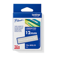 Brother TZe-MQL35 P-touch Laminated Label Tape, White on Grey, 12mm x 5m