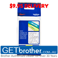 Brother 12mm White Text On Clear Tape Genuine - 8 metres (TZe-135)