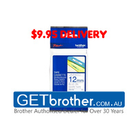 Brother 12mm Blue Text On White Tape Genuine - 8 metres (TZe-233)