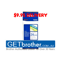 Brother 24mm Blue Text On White Tape Genuine - 8 metres (TZe-253)