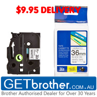 Brother 36mm Black Text On White Tape Genuine - 8 metres (TZe-261)