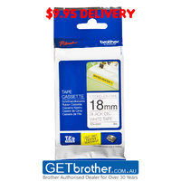 Brother 18mm Black on White Tape Genuine - 8 meters (TZe-S241)