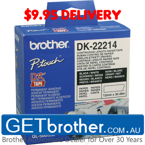 Brother DK-22214 White Roll Genuine - 12mm x 30.48m Film Roll (DK-22214)