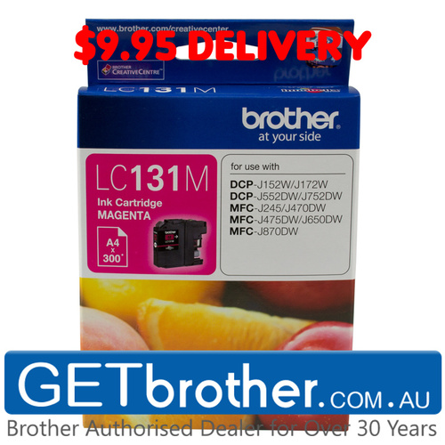 Brother LC-131 Magenta Ink Cart Genuine - up to 300 pages (LC-131M)