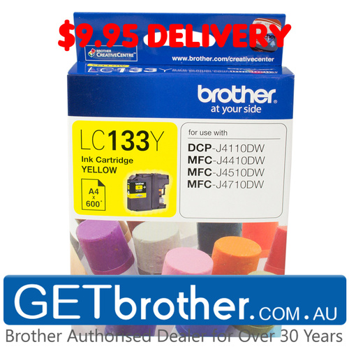 Brother LC-133 Yellow Ink Cartridge Genuine - up to 600 pages (LC-133Y)