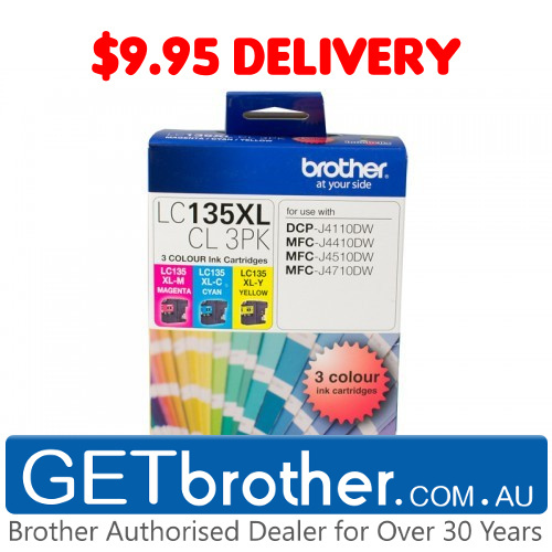 Brother LC-135XL CMY Colour Pack Genuine - up to 1200 pages per colour (LC-135XLCL3PK)