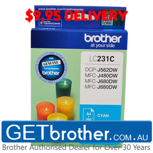 Brother LC-231 Cyan Ink Cartridge Genuine - Up to 260 pages (LC-231CS)