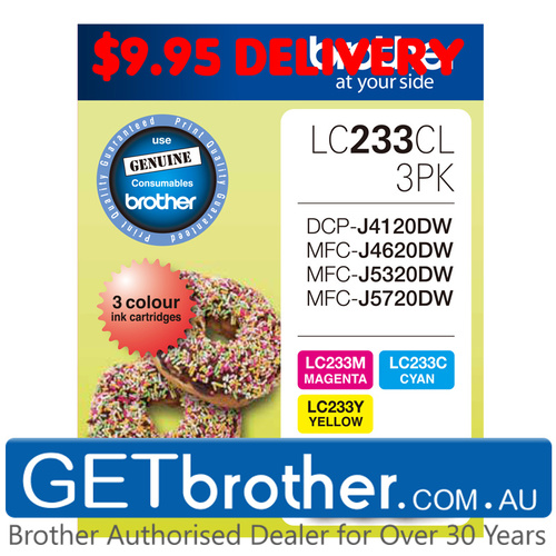 Brother LC-233 CMY Colour Pack Genuine - up to 550 pages each (LC-233CL3PK)