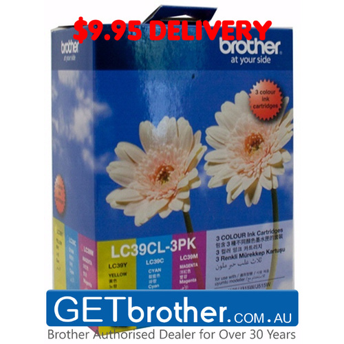 Brother LC-39CL3PK Cyan, Magenta & Yellow Colour Pack Genuine - 260 pages each (LC-39CL3PK)