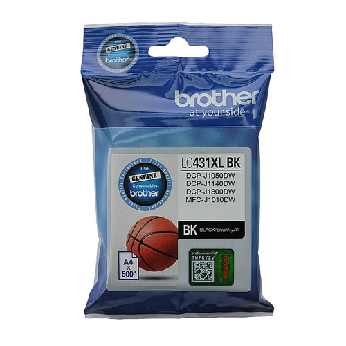 Brother LC-431XLBK Genuine Black High Yield Ink Cartridge - Up to 500 Pages