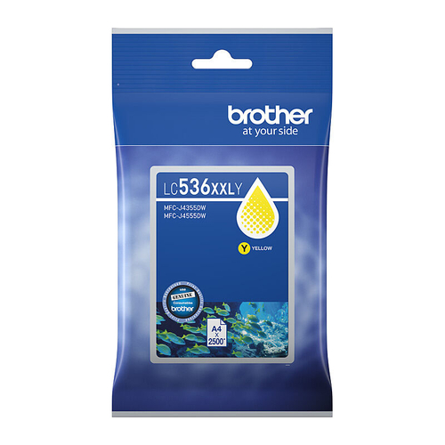 Brother LC-536XXLY Genuine Yellow Super High Yield Ink Cartridge - Up to 2,500 Pages