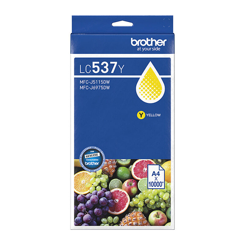 Brother LC-537Y Genuine Yellow Ultra High Yield Ink Cartridge - Up to 10,000 Pages