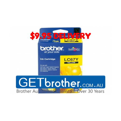 Brother LC-67Y Yellow Ink Cartridge Genuine - 325 pages (LC-67Y)