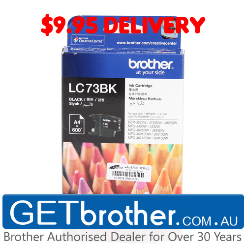 Brother LC-73BK Black Ink Cartridge Genuine - 600 pages  (LC-73BK)