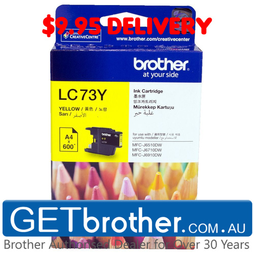 Brother LC-73 Yellow Ink Cartridge Genuine - 600 pages  (LC-73Y)