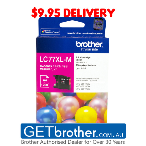 Brother LC-77XL Magenta Ink Cartridge Genuine - 1,200 pages (LC-77XLM)