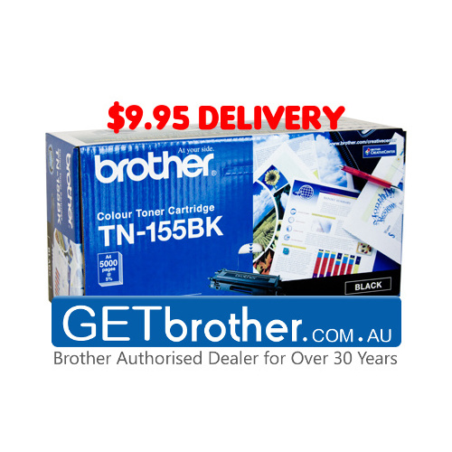 Brother TN-155BK Black Toner Cartridge Genuine - 5,000 pages (TN-155BK)