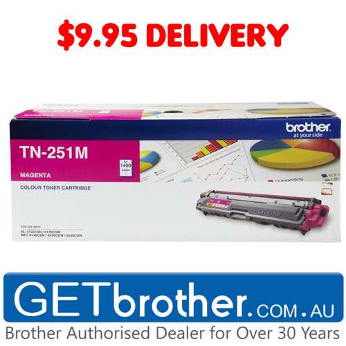 Brother TN-251 Magenta Toner Cartridge Genuine - 1,400 pages (TN-251M)