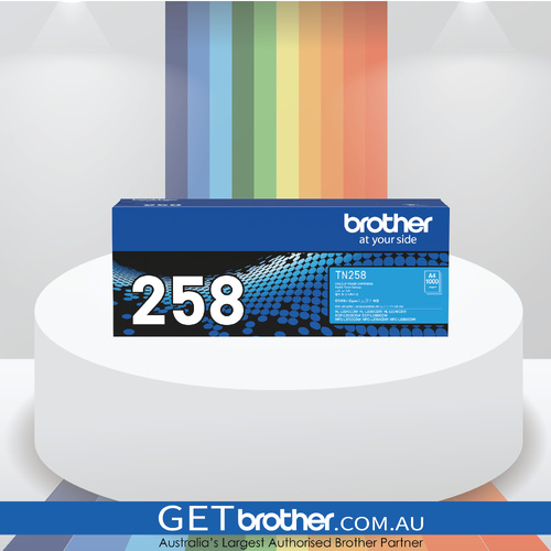 Brother TN-258C Cyan Toner Cartridge Genuine - 1,000 pages (TN-258C)