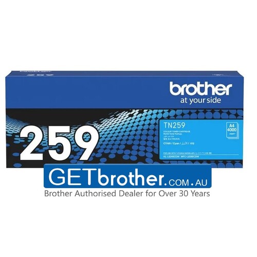 Brother TN-259C Cyan Toner Cartridge Genuine - (TN-259C) 4,000 Pages