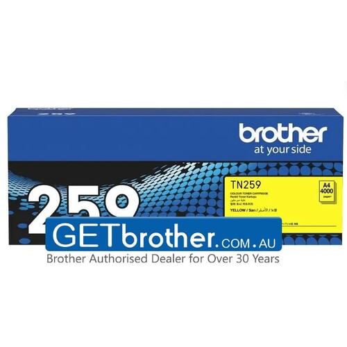 Brother TN-259Y Yellow Toner Cartridge Genuine - (TN-259Y) 4,000 Pages