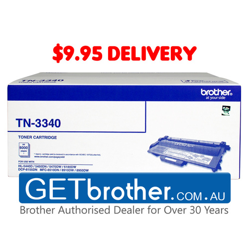 Brother TN-3340 Toner Cartridge Genuine - 8,000 pages (TN-3340)