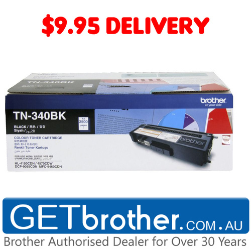 Brother TN-340 Black Toner Cartridge Genuine - 2,500 pgs (TN-340BK)
