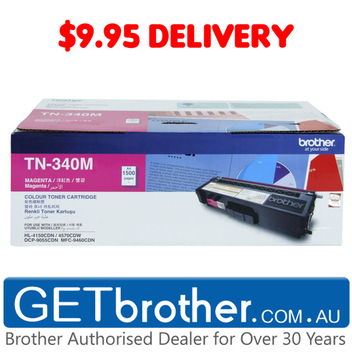 Brother TN-340 Magenta Toner Cartridge Genuine - 1,500 pgs (TN-340M)
