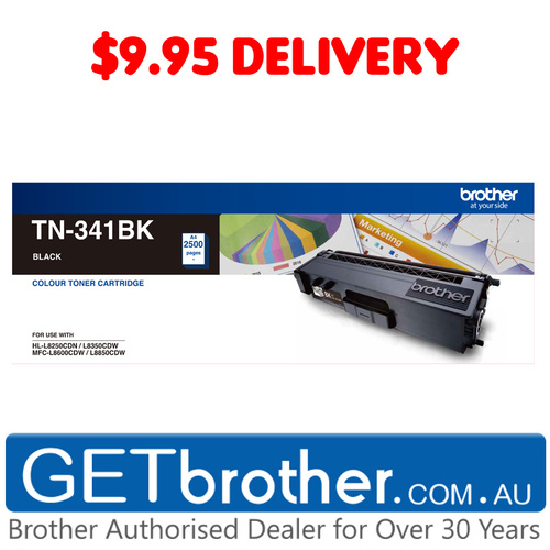 Brother TN-341 Black Toner Cartridge Genuine - 2,500 pages (TN-341BK)