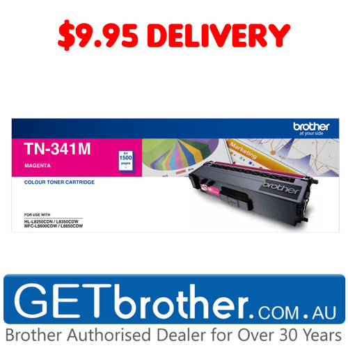 Brother TN-341 Magenta Toner Cartridge Genuine - 1,500 pages (TN-341M)