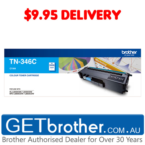 Brother TN-346 Cyan Toner Cartridge Genuine - 3,500 pages (TN-346C)