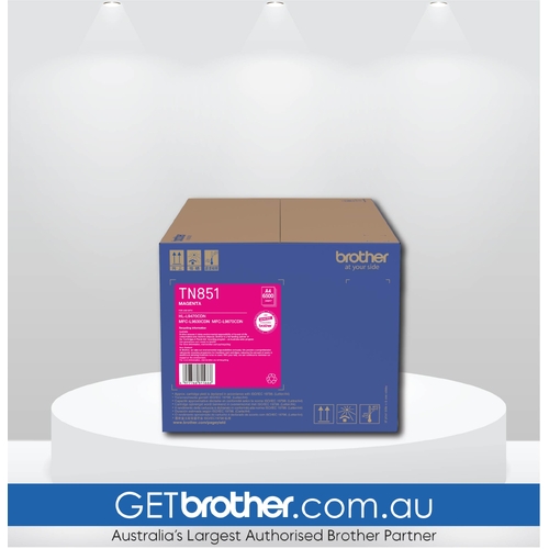 Brother TN-851M Magenta Toner Cartridge Genuine - 6,500 Pages (TN-851M)