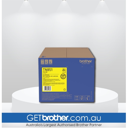 Brother TN-851Y Yellow Toner Cartridge Genuine - 6,500 Pages (TN-851BY)